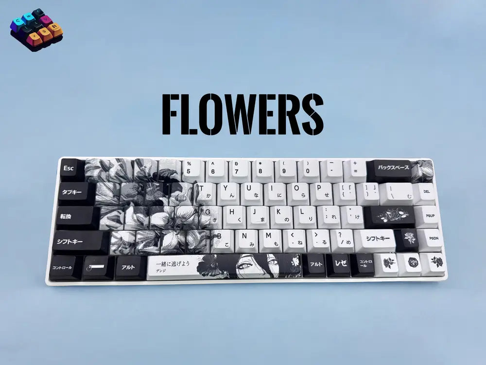 Tapkx KX68 Flowers 68% Tri-Mode RGB Mechanical Keyboard (Bluetooth/2.4G/Wired) for Gaming & Office