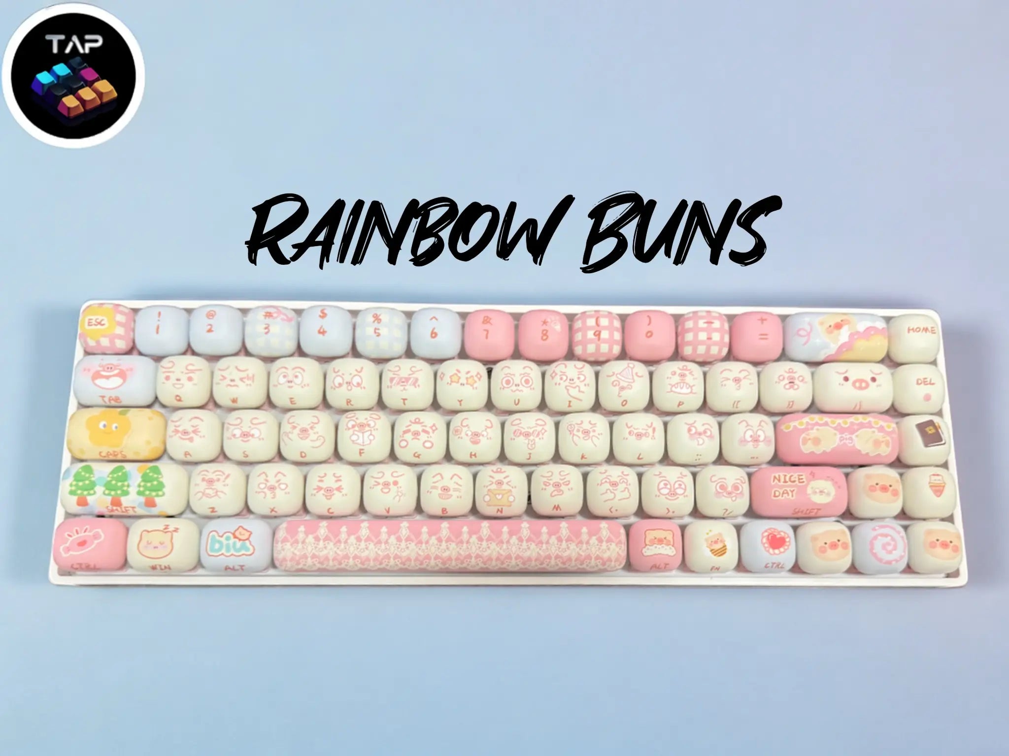 Tapkx KX68 Rainbows Buns 68% Mechanical Keyboard - Wireless/Bluetooth/Wired RGB Hifi Keyboard for Office & Gaming