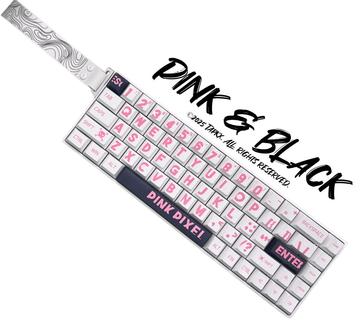 Tapkx KX68 Pink&Black 68% Mechanical Keyboard - Wireless/Wired RGB for Gaming & Office