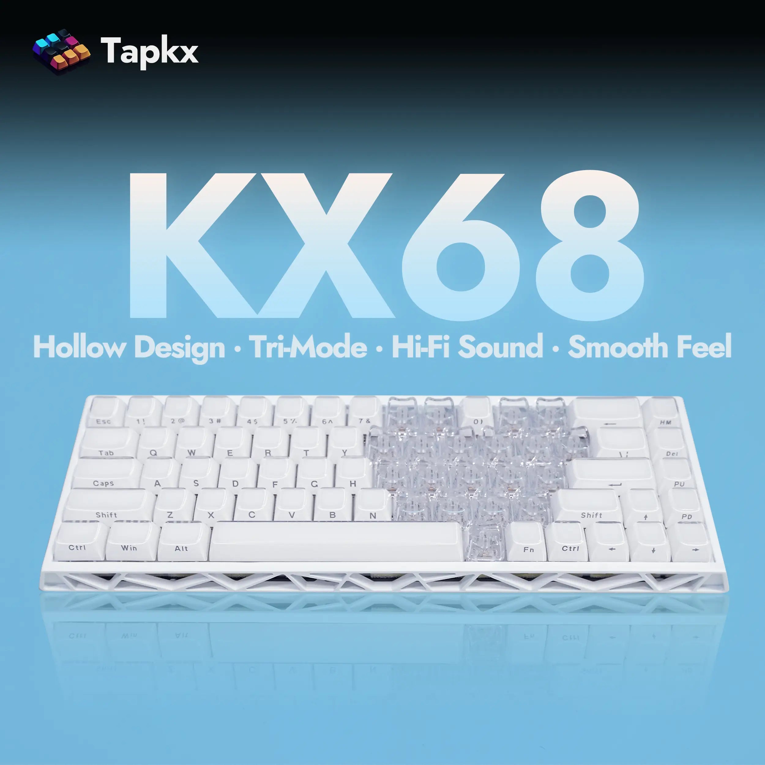 KX68 Ivory 68% Hollow Tri-Mode Mechanical Keyboard