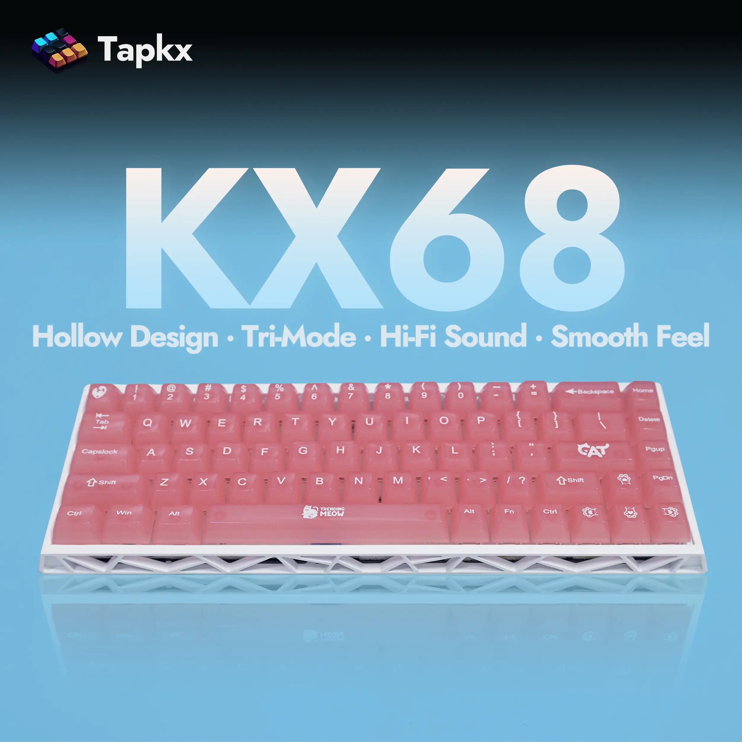 KX68 Coral 68% Hollow Tri-Mode Mechanical Keyboard