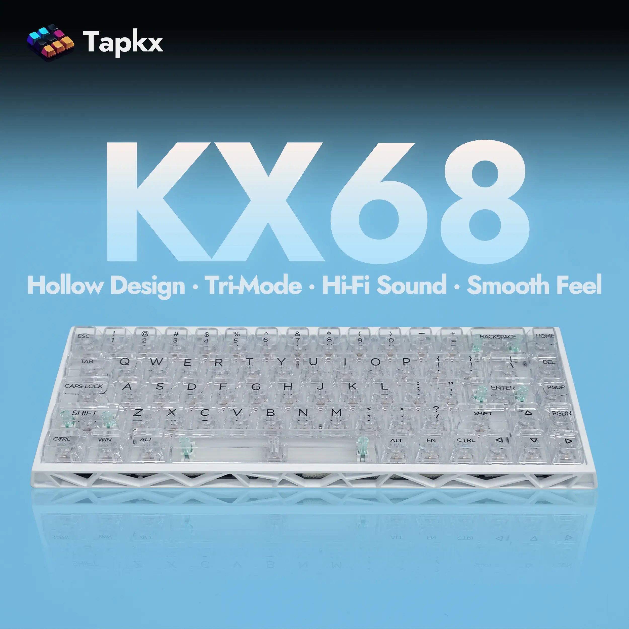 KX68 Crystal 68% Hollow Tri-Mode Mechanical Keyboard