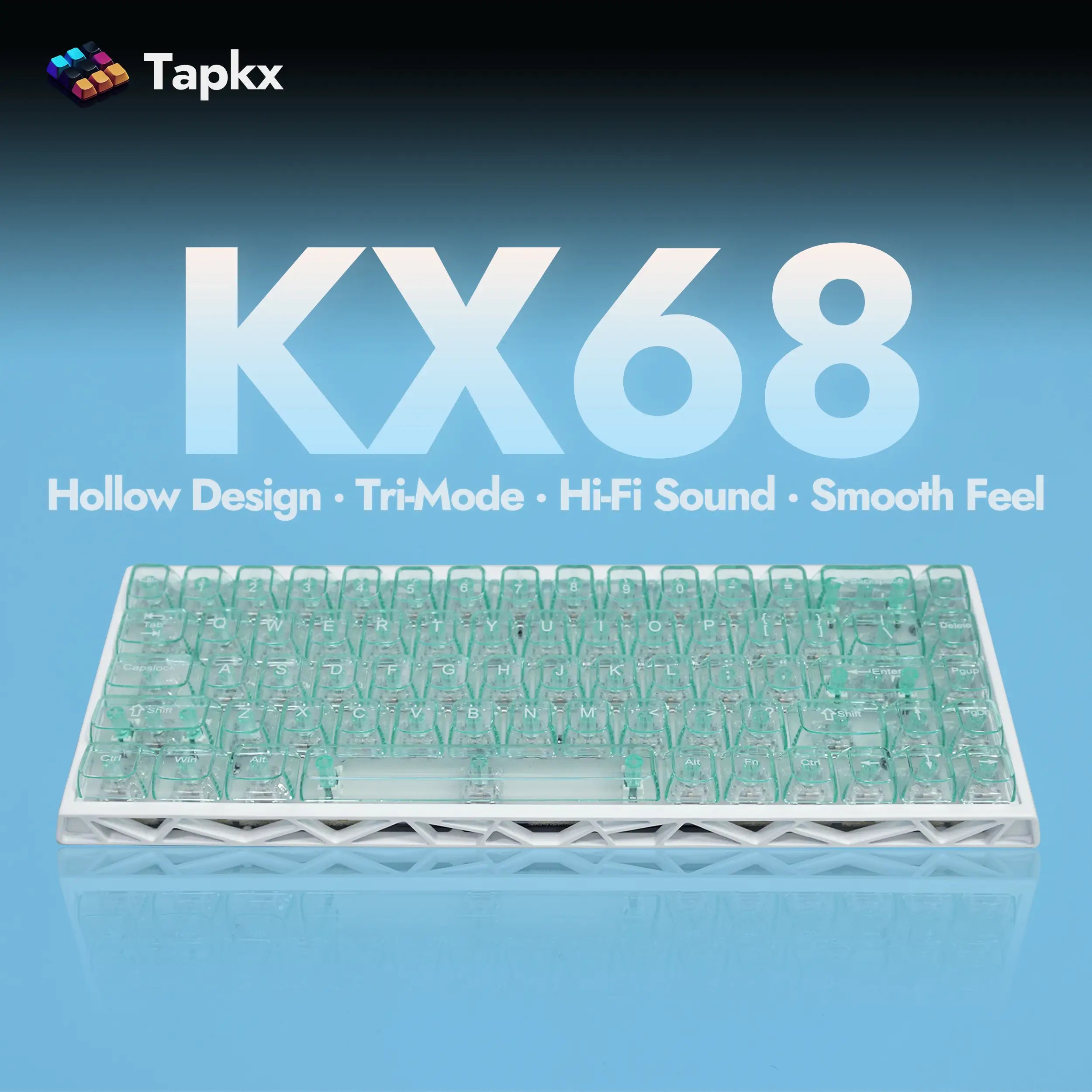 KX68 Mint 68% Hollow Tri-Mode Mechanical Keyboard