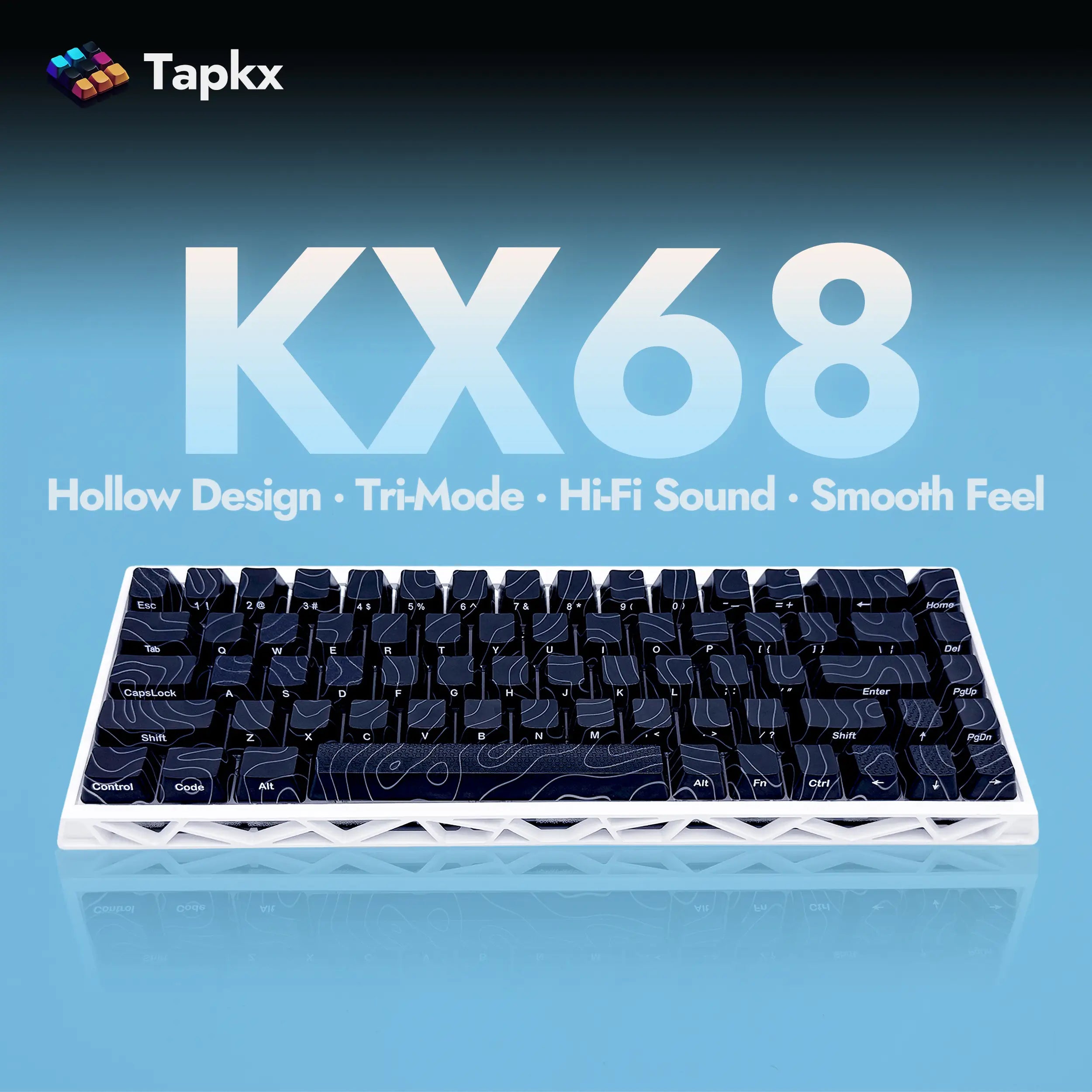 KX68 Obsidian 68% Hollow Tri-Mode Mechanical Keyboard