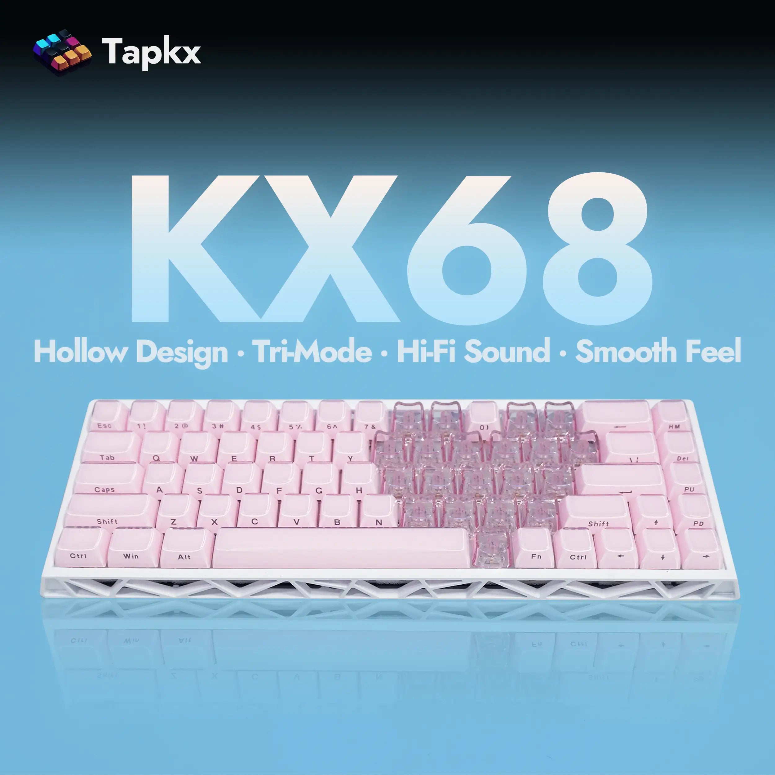KX68 Rose 68% Hollow Tri-Mode Mechanical Keyboard
